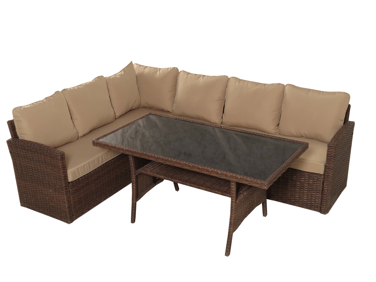 Обеденная группа плетеной мебели Албания «Albania» с подушками Шоколад - Мир Дачника Обеденная группа плетеной мебели Албания «Albania» с подушками Шоколад