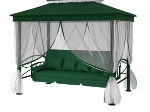 Беседка качели Пальмира Зеленые с противомоскитной сеткой по кругу арт.329 П