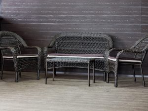 Садовый комплект из искусственного ротанга Мэдисон НЬЮ (Medison NEW) terrace set  с прямоугольным столиком с подушками на сиденье