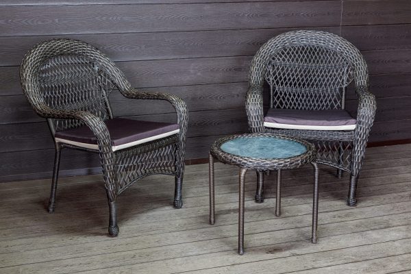 Садовый комплект из искусственного ротанга Мэдисон НЬЮ (Medison NEW) Balcony set с круглым столиком с подушками на сиденье