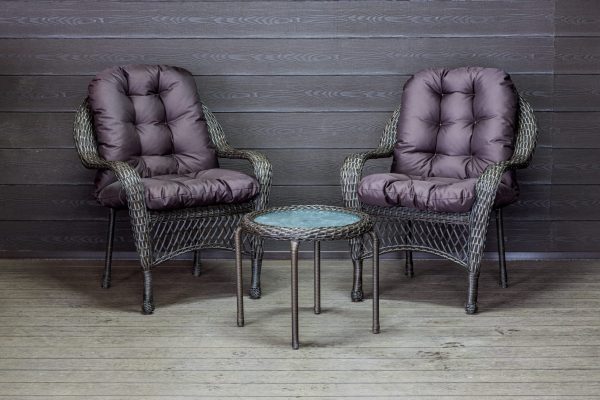 Садовый комплект из искусственного ротанга Мэдисон НЬЮ (Medison NEW) Balcony set с круглым столиком с подушками на сиденье  и спинку