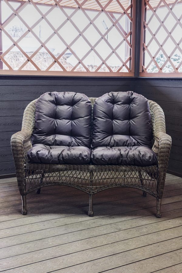 Двухместный диван из ротанга МЭДИСОН "MADISON" арт.М03195 brown с подушками на сидение и спинку
