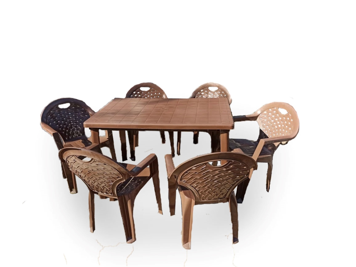 Комплект пластиковой мебели коричневый(стол прямоугольный 1200*850 "Флинт" + 6 кресел "Флинт") - Мир Дачника Комплект пластиковой мебели коричневый(стол прямоугольный 1200*850 "Флинт" + 6 кресел "Флинт")