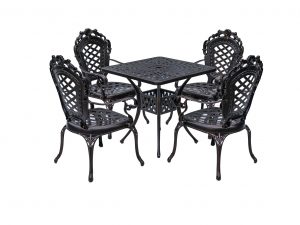 Садовый комплект мебели из литого алюминия стол квадратный Сорренто 78х78 + 4 кресла Финляндия