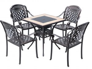 Обеденный комплект стол с барбекю БАРБЕКЮ-3 "BBQ-3" 70х70 арт.6348 + 4 кресла Вулкан-2