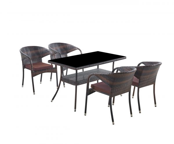 Комплект мебели из искусственного ротанг стол Рио и 4 кресла Греция Dark Brown