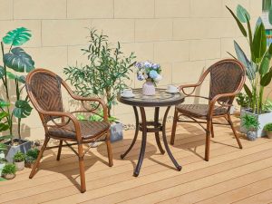 Обеденная уличная мебель литой алюминий/ искусственного ротанг стол Керамик + 2 кресла - Мир Дачника Обеденная уличная мебель литой алюминий/ искусственного ротанг стол Керамик + 2 кресла