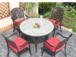 Комплект из литого алюминия с керамикой Марбелья(120см)+ 4 кресел ВУЛКАН "VOLCANO" - Мир Дачника Комплект из литого алюминия с керамикой Марбелья(120см)+ 4 кресел ВУЛКАН "VOLCANO"