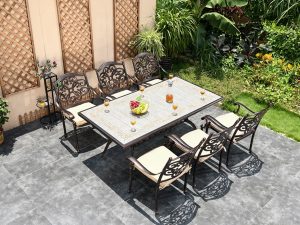 Обеденная группа из литого алюминия стол Древний путь(185х100) + 6 кресел Джунген (7 предметов)