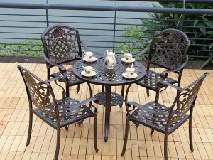 Комплект мебели из литого алюминия стол круглый СОРРЕНТО "SORRENTO" D78 бронза арт.6058 + 4 кресла ГУЕРЛАЙН "GUERLAIN" арт.74359-4 - Мир Дачника Комплект мебели из литого алюминия стол круглый СОРРЕНТО "SORRENTO" D78 бронза арт.6058 + 4 кресла ГУЕРЛАЙН "GUERLAIN" арт.74359-4