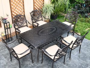 Обеденная группа из литого алюминия стол Вулкан-2 (175х90) + 6 кресел Джунген (7 предметов) - Мир Дачника Обеденная группа из литого алюминия стол Вулкан-2 (175х90) + 6 кресел Джунген (7 предметов)