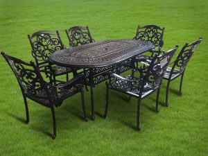 Мебель из литого алюминия обеденная стол овальный БРАЙДЕД "BRAIDED" 180x105 + 6 кресел Джунген(Jungen) - Мир Дачника Мебель из литого алюминия обеденная стол овальный БРАЙДЕД "BRAIDED" 180x105 + 6 кресел Джунген(Jungen)