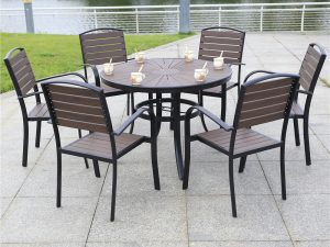 Комплект мебели  с ДПК стол D105 см  + 6 кресел