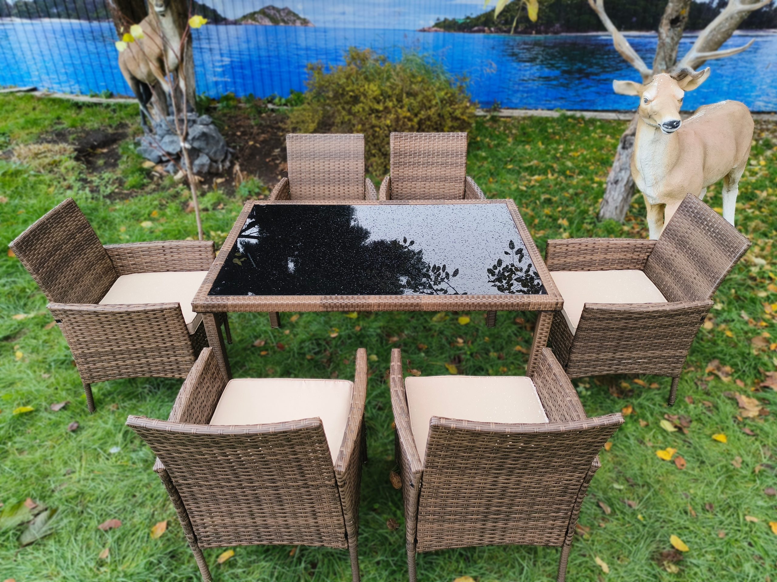 Обеденная группа из искусственного ротанга стол Анкор + 6 кресел