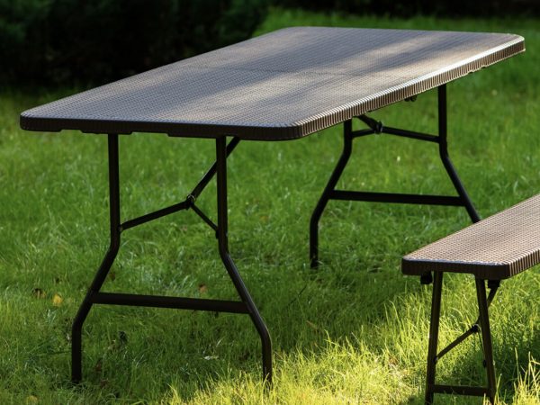 Стол складной садовый Мир Дачника 180x74x74см HDPE под ротанг шоколад