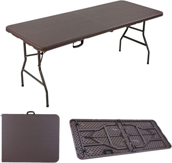 Стол складной садовый Мир Дачника 180x74x74см HDPE под ротанг шоколад