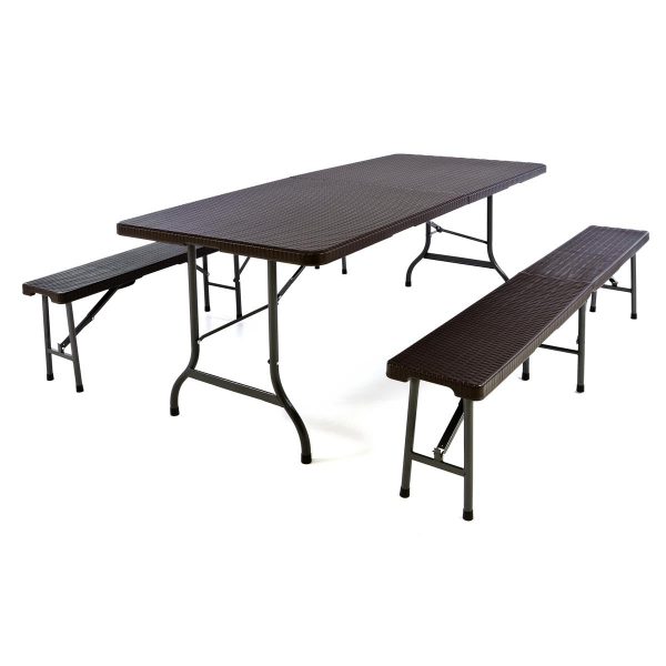 Скамейка Складная садовая Мир Дачника 183x28x43 см HDPE под ротанг шоколад