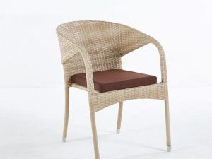 Кресло плетеное из искусственного ротанга Греция с подушкой Wood (2 штуки)