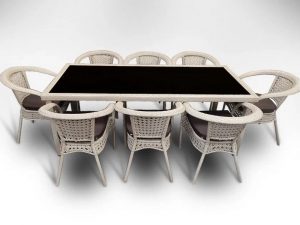 Комплект мебели из искусственного ротанга стол Египет + 8 кресел Руардин Wood - Мир Дачника Комплект мебели из искусственного ротанга стол Египет + 8 кресел Руардин Wood