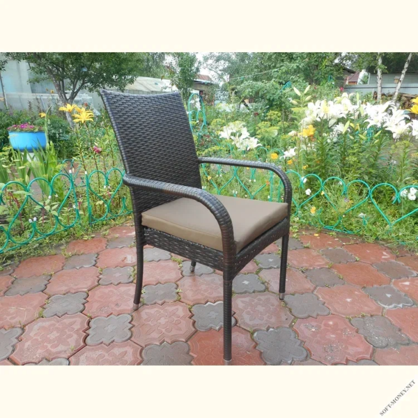 Комплект кресел из полиротанга "Милан" с подушкой (4 штуки) Dark Brown