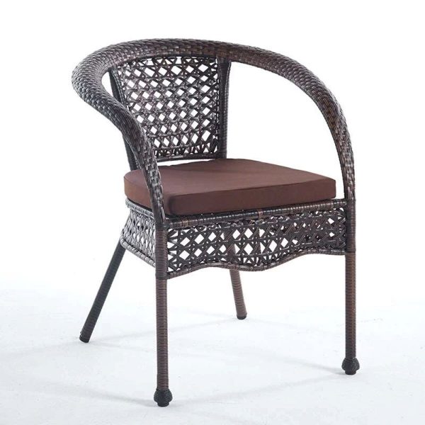 Стул-кресло из ротанга Руардин "Ruardean"с мягкой подушкой 5 см (4 штуки) Dark Brown