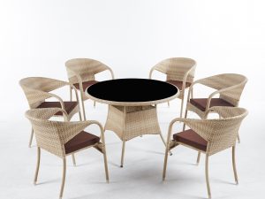 Обеденная группа из искусственного ротанга ЭММА "EMMA" + 6 кресел Греция Wood
