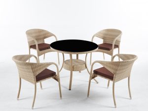 Обеденная группа из искусственного ротанга стол Сантос + 4 кресла Греция Wood