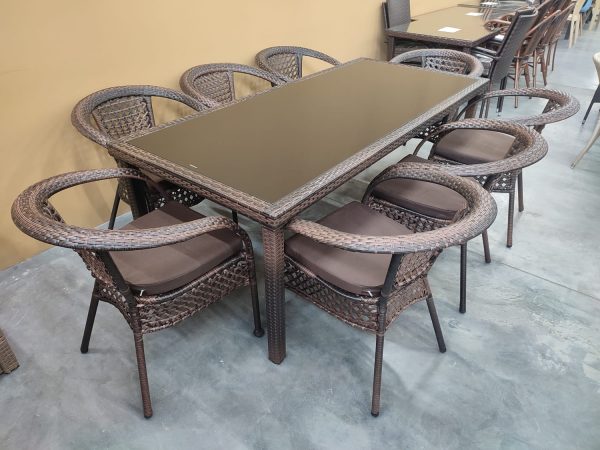 Комплект мебели из искусственного ротанга стол Египет + 8 кресел Руардин Dark Brown