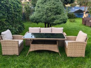 Комплект мебели из искусственного ротанга Сантьяго с столом Пегас greige - Мир Дачника Комплект мебели из искусственного ротанга Сантьяго с столом Пегас greige