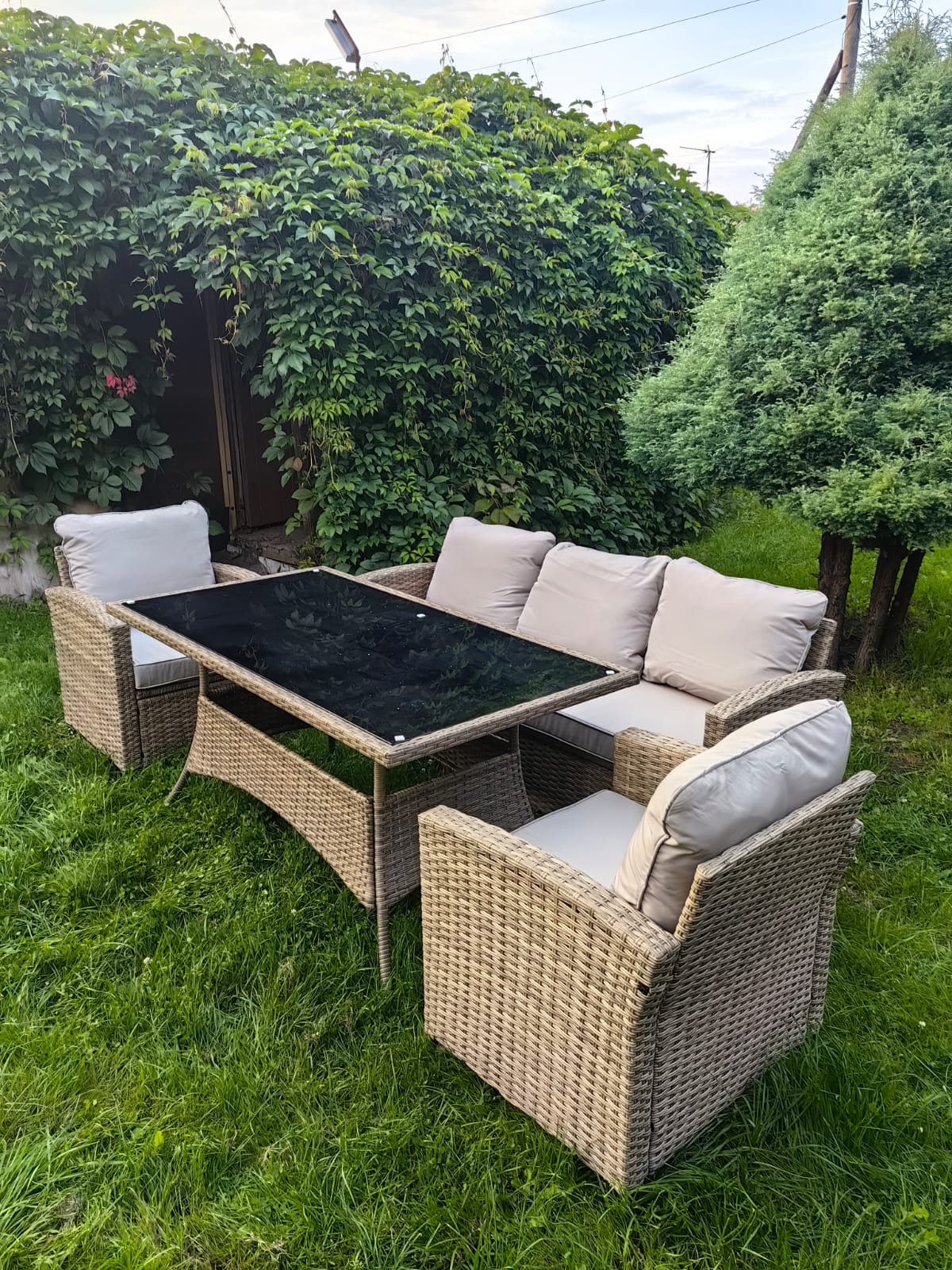 Комплект мебели из искусственного ротанга Сантьяго с столом Пегас greige - Мир Дачника Комплект мебели из искусственного ротанга Сантьяго с столом Пегас greige