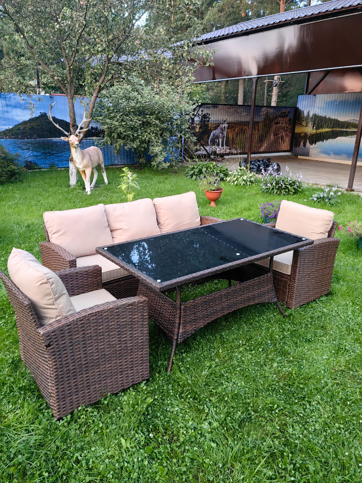 Комплект мебели из искусственного ротанга Сантьяго с столом Пегас Шоколад - Мир Дачника Комплект мебели из искусственного ротанга Сантьяго с столом Пегас Шоколад