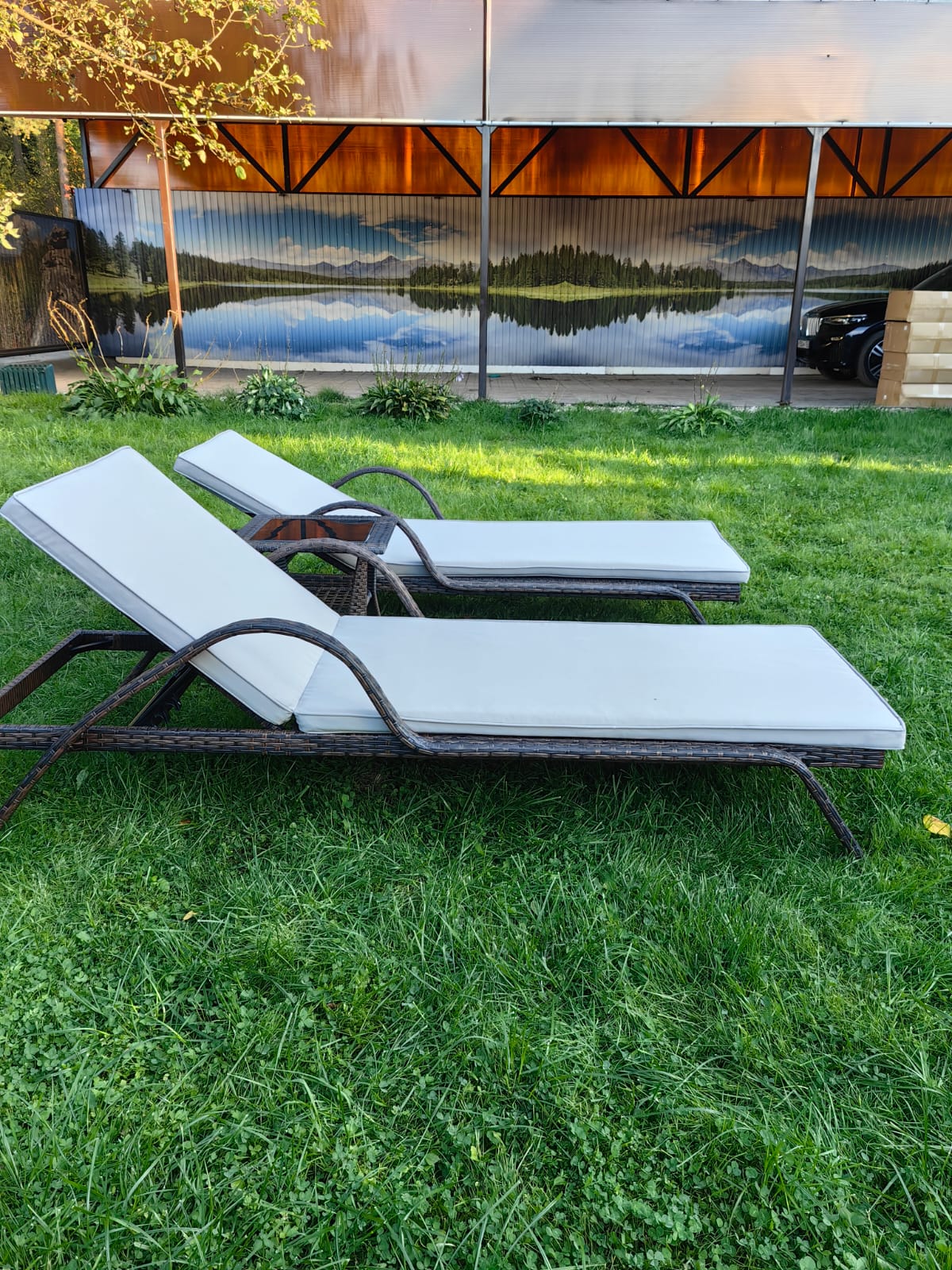 Комплект из искусственного ротанга два шезлонга Империал и столик Мара-2 (Шоколад) - Мир Дачника Комплект из искусственного ротанга два шезлонга Империал и столик Мара-2 (Шоколад)