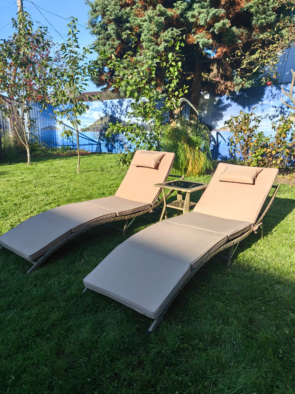 Комплект шезлонгов из искусственного ротанга Ливерпуль и столик Мара-2 Greige - Мир Дачника Комплект шезлонгов из искусственного ротанга Ливерпуль и столик Мара-2 Greige