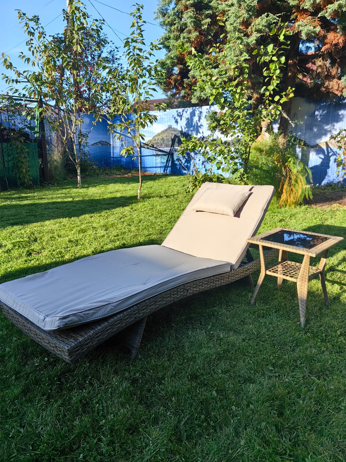 Комплект мебели из искусственного ротанга МАРА “MARA” Greige, шезлонг и столик - Мир Дачника Комплект мебели из искусственного ротанга МАРА “MARA” Greige, шезлонг и столик