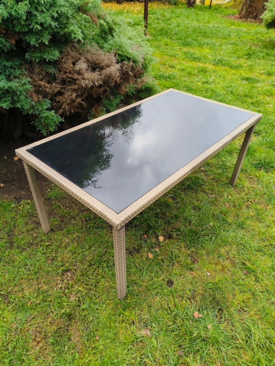 Стол из искусственного ротанга Милан 160х90см для дачи (Greige) - Мир Дачника Стол из искусственного ротанга Милан 160х90см для дачи (Greige)