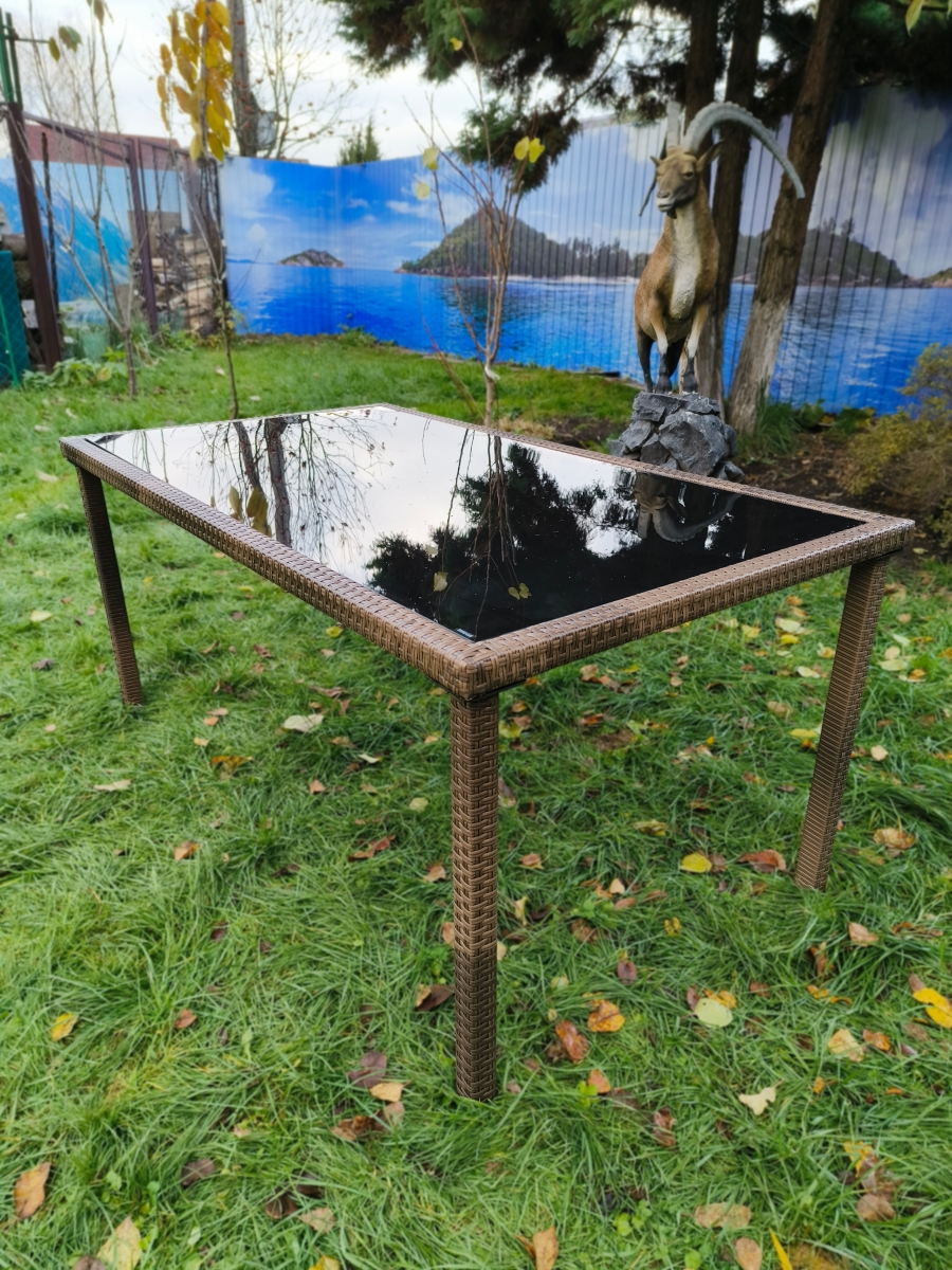 Стол из искусственного ротанга Милан 160х90см для дачи (Brown) - Мир Дачника Стол из искусственного ротанга Милан 160х90см для дачи (Brown)