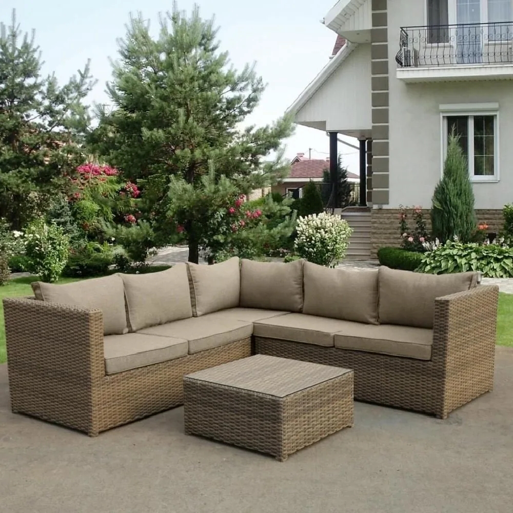 Модульный комплект из искусственного ротанга Абион Greige - Мир Дачника Модульный комплект из искусственного ротанга Абион Greige