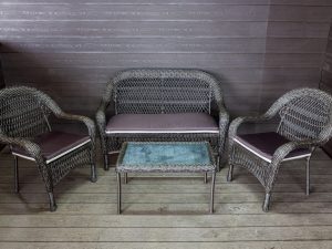 Садовый комплект из искусственного ротанга Мэдисон НЬЮ (Medison NEW) terrace set  с прямоугольным столиком с подушками на сиденье