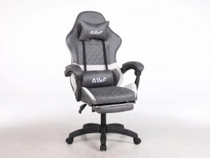 Игровое тканевое кресло WF-6085, с подголовником, металлическим железным каркасом, с подставкой для ног, регулируемыми подлокотниками и регулируемая спинка